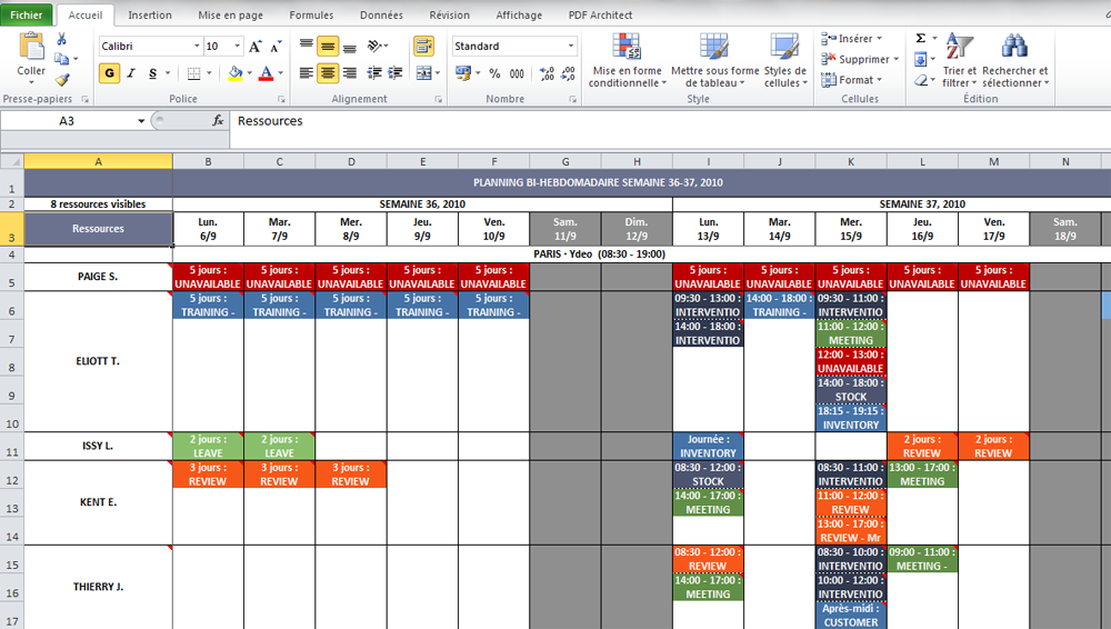 Nouvel export Excel du planning bi-hebdomadaire
