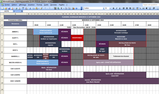 Exportez les plannings journaliers, hebdomadaires, mensuels et les plages horaires au format Excel et imprimez-les